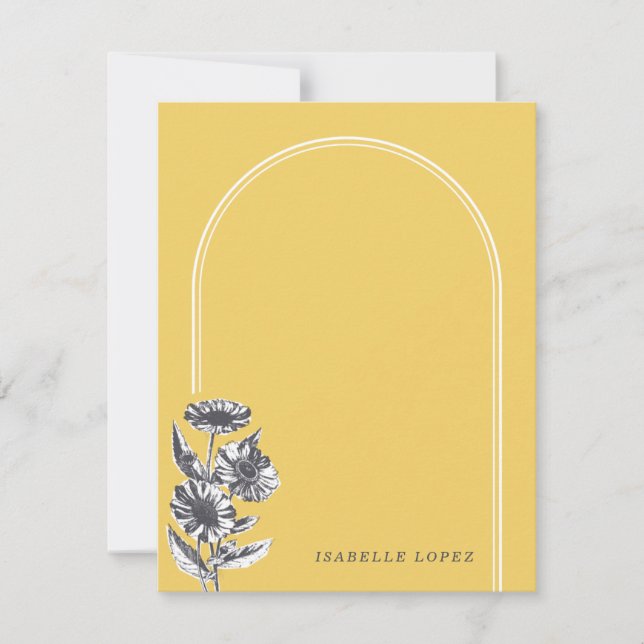 Vintage Floral Arch Custom Stationery - Yellow (Front)