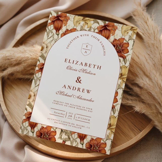 Vintage Floral Arch Elegant Wedding Invitation (Creator Uploaded)