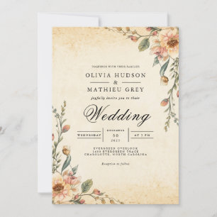 Vintage Floral Arch Wedding Invitation