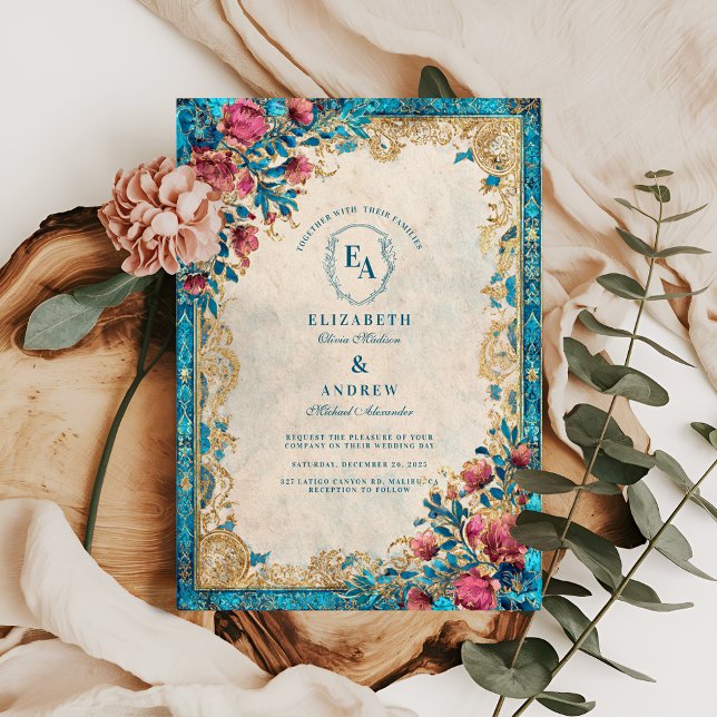 Vintage Floral Archway Romance Wedding Invitation (Creator Uploaded)