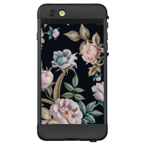 Vintage Floral Art Black LifeProof NÜÜD iPhone 6 Plus Case