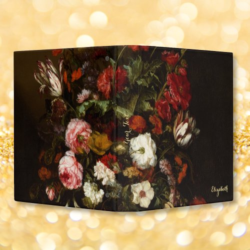 Vintage Floral Art Flowers Florist Monogrammed 3 Ring Binder