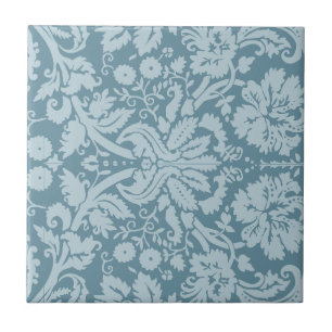 Vintage floral art nouveau blue green pattern tile