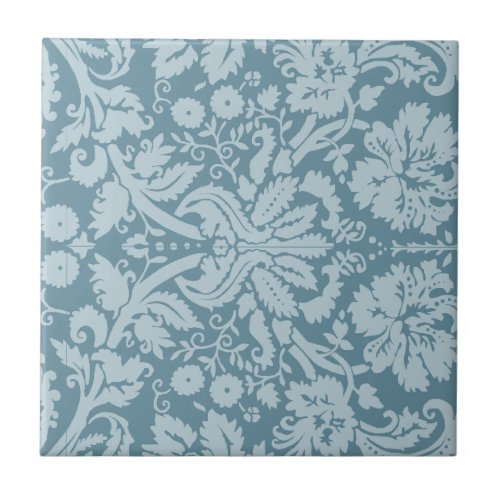 Vintage floral art nouveau blue green pattern tile