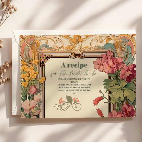 Vintage Floral Art Nouveau Bridal Shower Enclosure Card