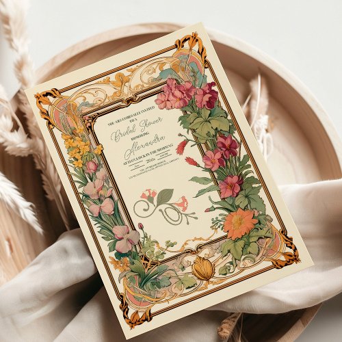 Vintage Floral Art Nouveau Bridal Shower Invitation