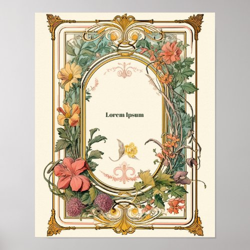 Vintage Floral Art Nouveau Poster