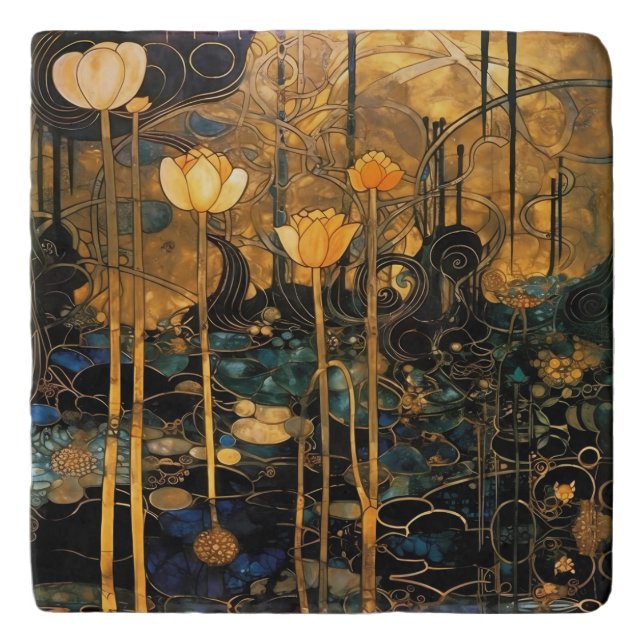 Vintage Floral Art Nouveau Trivet (Front)