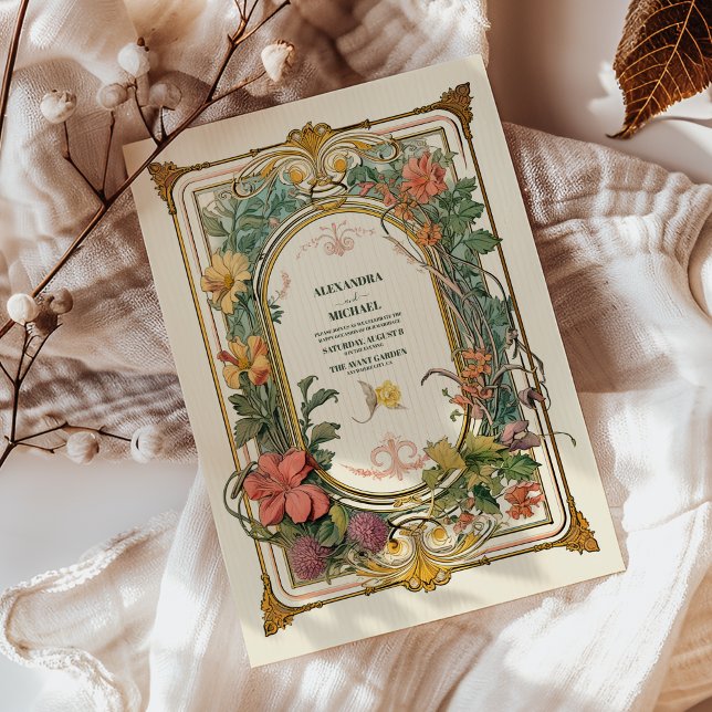 Vintage Floral Art Nouveau Wedding Acrylic Invitations (Creator Uploaded)