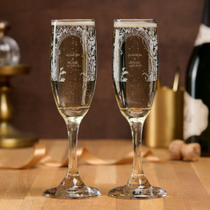 Vintage Floral Art Nouveau Wedding Champagne Flute