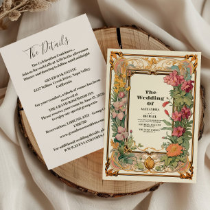 Vintage Floral Art Nouveau Wedding Details Invitation