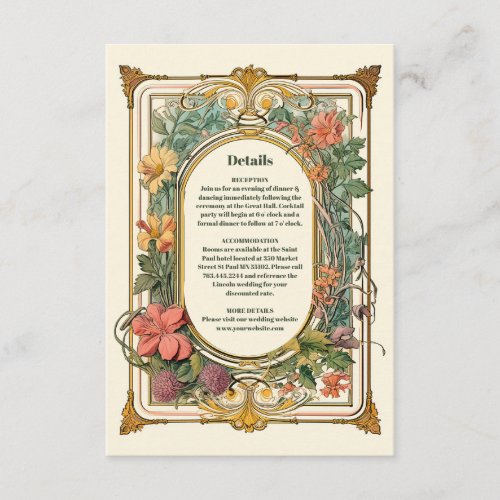 Vintage Floral Art Nouveau Wedding Enclosure Card