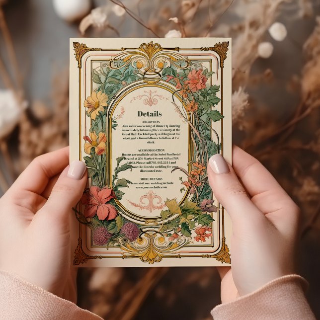 Vintage Floral Art Nouveau Wedding Enclosure Card (Creator Uploaded)