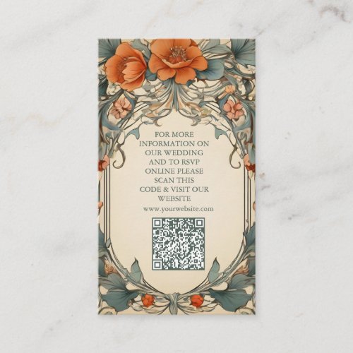 Vintage Floral Art Nouveau Wedding  Enclosure Card
