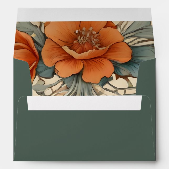 Vintage Floral Art Nouveau Wedding Envelope (Back (Bottom))