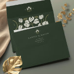 Vintage Floral Art Nouveau Wedding Envelope<br><div class="desc">This wedding envelope is a stunning piece of the invitation suite, featuring a lush forest green exterior that exudes elegance. Upon lifting the flap, the inside reveals a beautifully designed floral arrangement in white, complementing the green with a touch of nature's simplicity and purity. The monogram, with the initials H...</div>