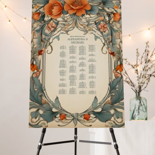 Vintage Floral Art Nouveau Wedding Foam Board