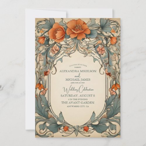 Vintage Floral Art Nouveau Wedding Invitation