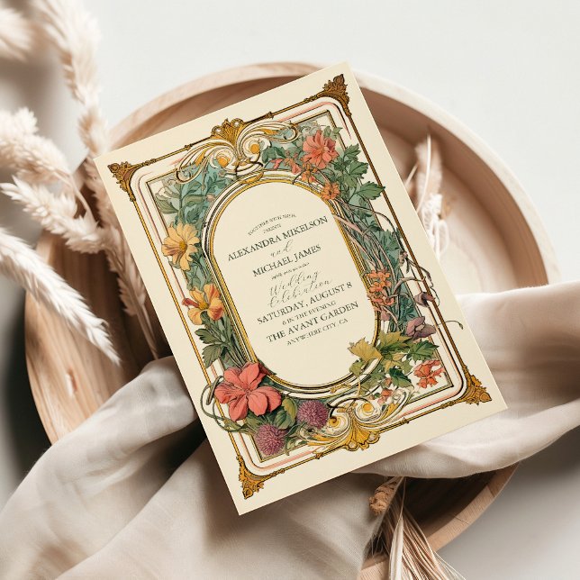 Vintage Floral Art Nouveau Wedding Invitation (Creator Uploaded)