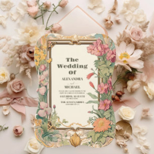 Vintage Floral Art Nouveau Wedding Invitation