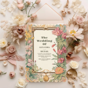 Vintage Floral Art Nouveau Wedding Invitation