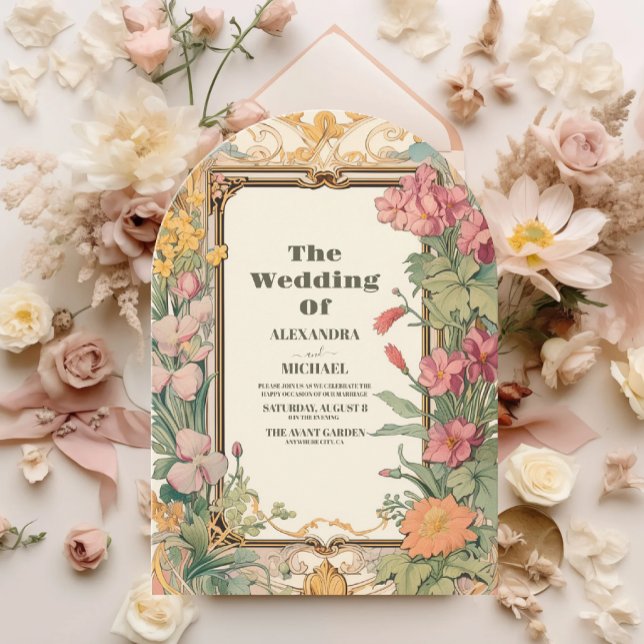 Vintage Floral Art Nouveau Wedding Invitation (Creator Uploaded)