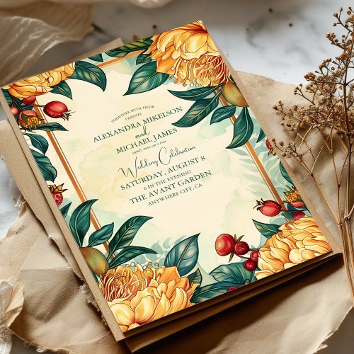 Vintage Floral Art Nouveau Wedding  Invitation