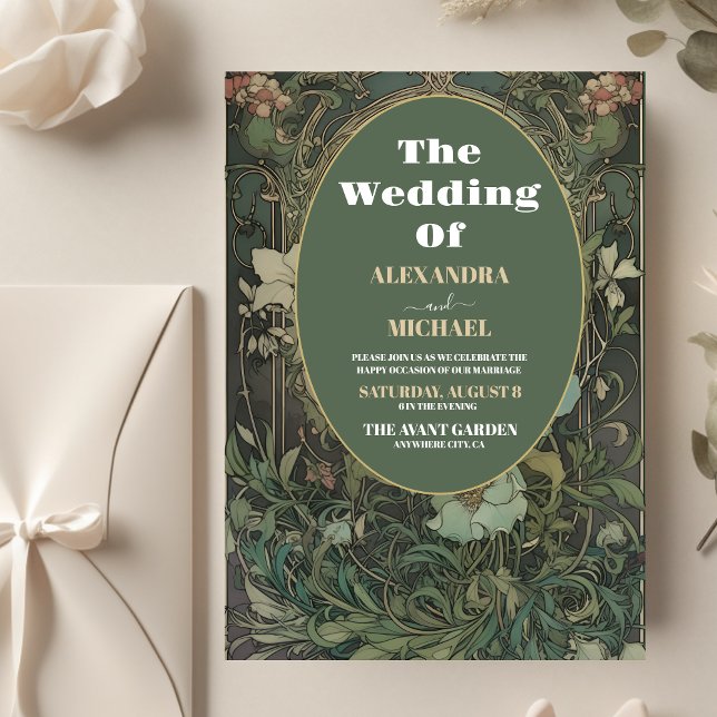 Vintage Floral Art Nouveau Wedding Invitation (Creator Uploaded)