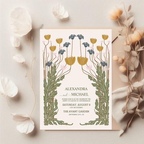 Vintage Floral Art Nouveau Wedding Invitation