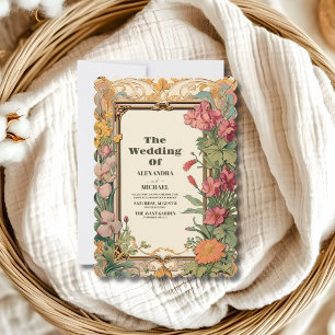 Vintage Floral Art Nouveau Wedding Invitation