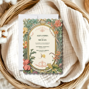 Vintage Floral Art Nouveau Wedding Invitation