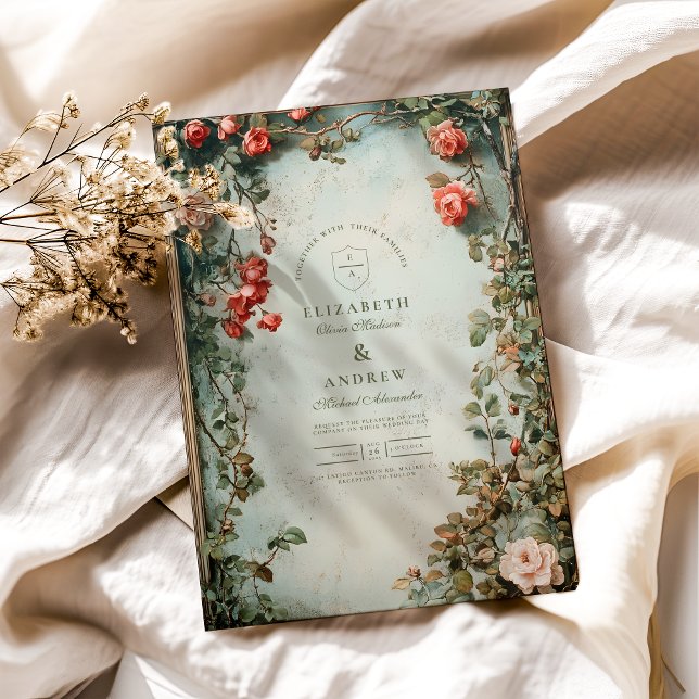 Vintage Floral Art Nouveau Wedding Invitation (Creator Uploaded)