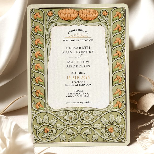Vintage Floral Art Nouveau Wedding Invitation (Creator Uploaded)