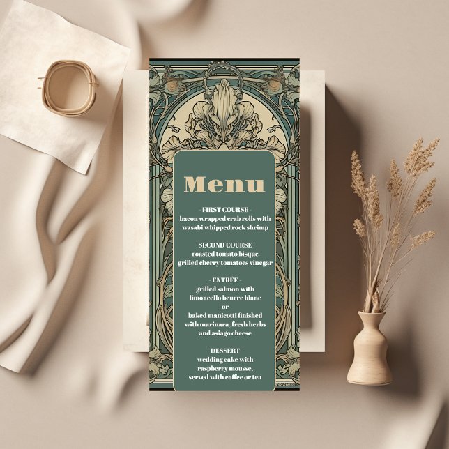 Vintage Floral Art Nouveau Wedding Menu (Creator Uploaded)