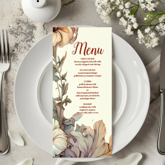 Vintage Floral Art Nouveau Wedding Menu (Creator Uploaded)