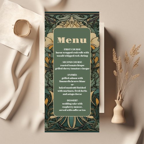 Vintage Floral Art Nouveau Wedding Menu