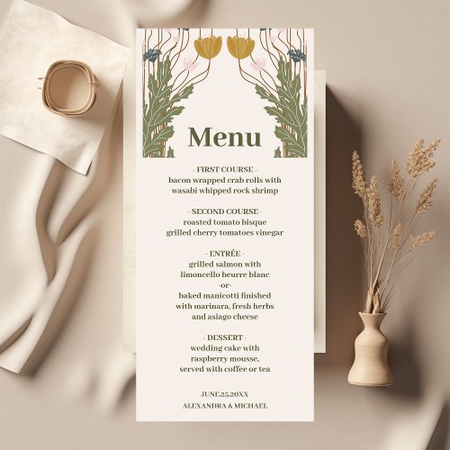 Vintage Floral Art Nouveau Wedding Menu