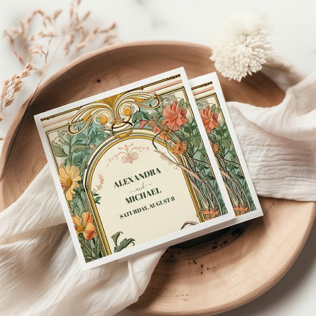 Vintage Floral Art Nouveau Wedding Napkins (Creator Uploaded)