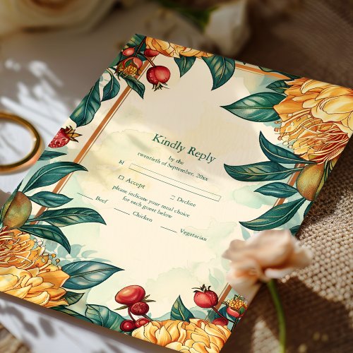 Vintage Floral Art Nouveau Wedding  RSVP Card