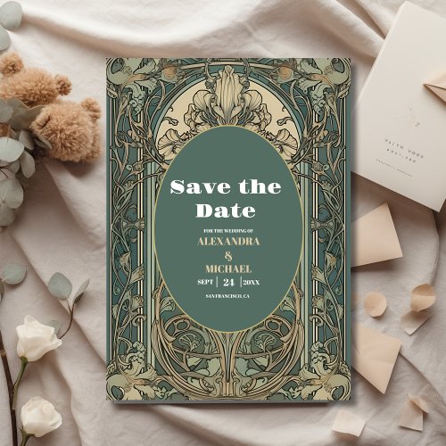 Vintage Floral Art Nouveau Wedding Save The Date