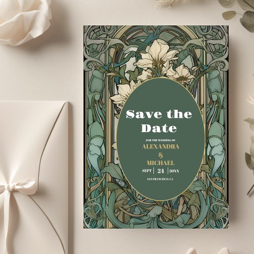 Vintage Floral Art Nouveau Wedding Save The Date