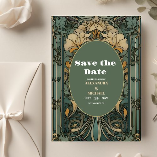 Vintage Floral Art Nouveau Wedding Save The Date