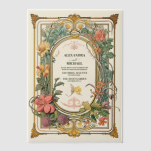Vintage Floral Art Nouveau Wedding Vellum Invitations