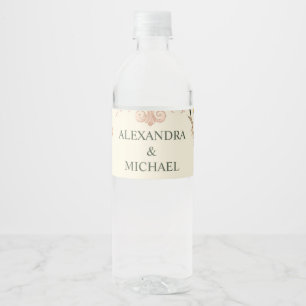 Vintage Floral Art Nouveau Wedding Water Bottle Label