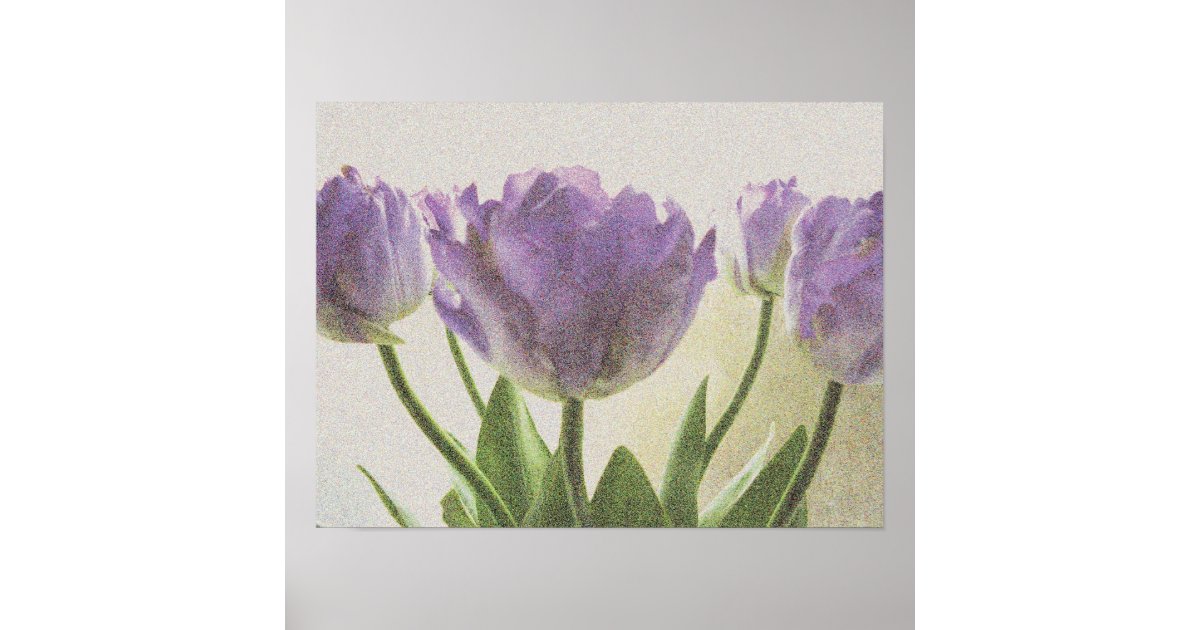 Vintage floral art poster | Purple tulip flowers | Zazzle