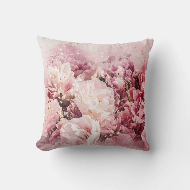 Vintage Floral Art Throw Pillow (Front)