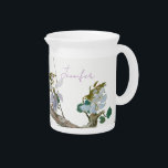 Vintage Floral Asian Style Pastel Colors Name Beverage Pitcher<br><div class="desc">You can easily change the fonts and colors. You can also add your logo and the background image as you like.</div>