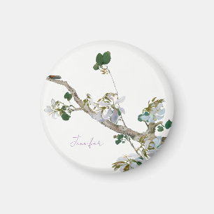 Vintage Floral Asian Style Pastel Colors Name Magnet