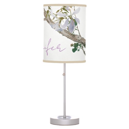Vintage Floral Asian Style Pastel Colors Name Table Lamp