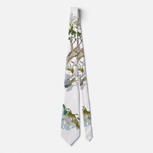 Vintage Floral Asian Style Pastel Colors Neck Tie